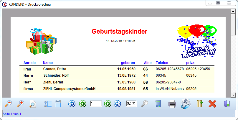Die Geburtstagskinderliste